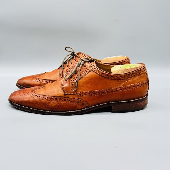 Cole Haan Shoes Mens 10 Light Brown Leather Grand OS Wingtip Oxford Dress Brogue main image 5